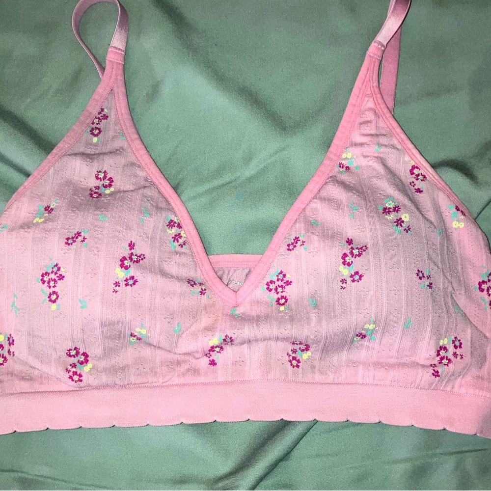 XL Pink Sports Bra/Bralette with Floral Print
